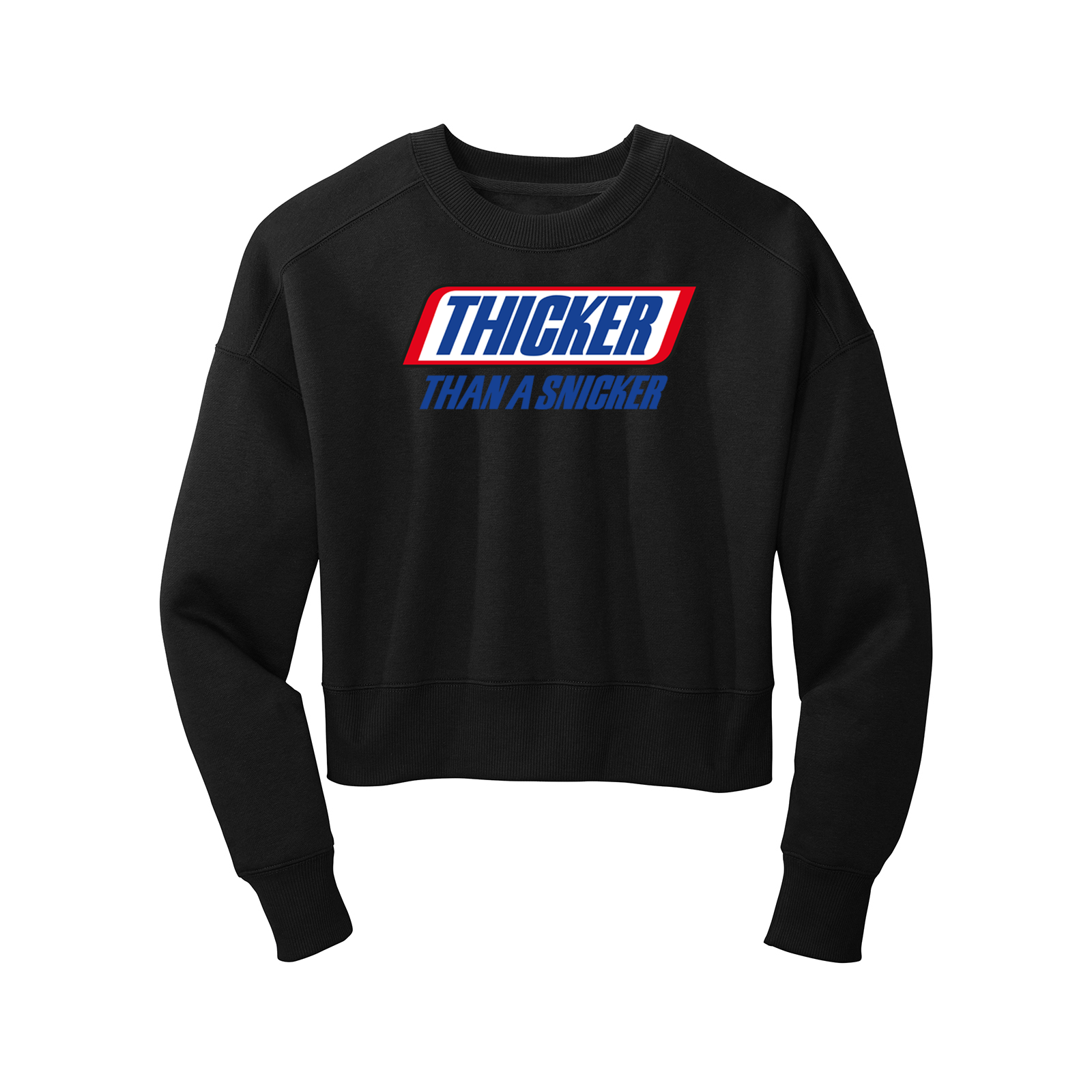 'Thicker Than A Snicker' Long Sleeve Black Crop Top