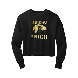 'Thicky Thick' Long Sleeve Black Crop Top